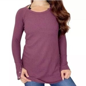 Anthropologie Chaser Long Sleeve Waffle Thermal
Purple Shirt Top Size Large